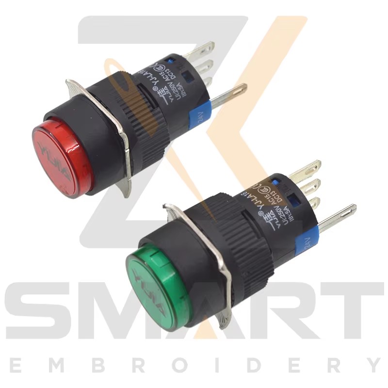 Διακόπτης κουμπιών με λαμπτήρα αυτο-επιστροφής κινεζικών εξαρτημάτων μηχανής επίδεσης EDH06-YJ-LA16G EDH06-YJ-LA16R